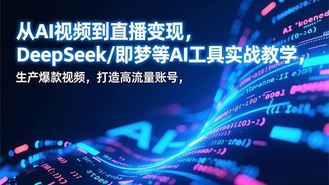 （17001期）从AI视频到直播变现，DeepSeek/即梦等AI工具实战教学，生产爆款视频，打造高流量账号插图