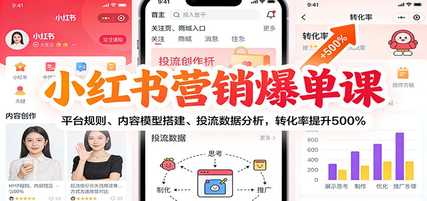 小红书营销爆单课：平台规则、内容模型搭建、投流数据分析，转化率提升500%插图