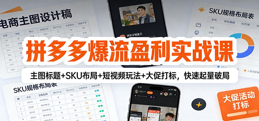 拼多多爆流盈利实战课：主图标题+SKU布局+短视频玩法+大促打标，快速起量破局插图