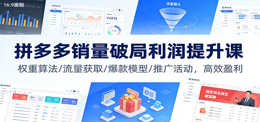 拼多多销量破局利润提升课:权重算法/流量获取/爆款模型/推广活动,高效盈利插图 拼多多销量破局利润提升课:权重算法/流量获取/爆款模型/推广活动,高效盈利插图