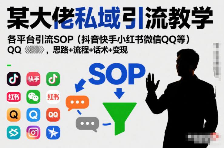 某大佬私域引流教学，各平台引流SOP（抖音快手小红书微信QQ等），思路+流程+话术+变现插图