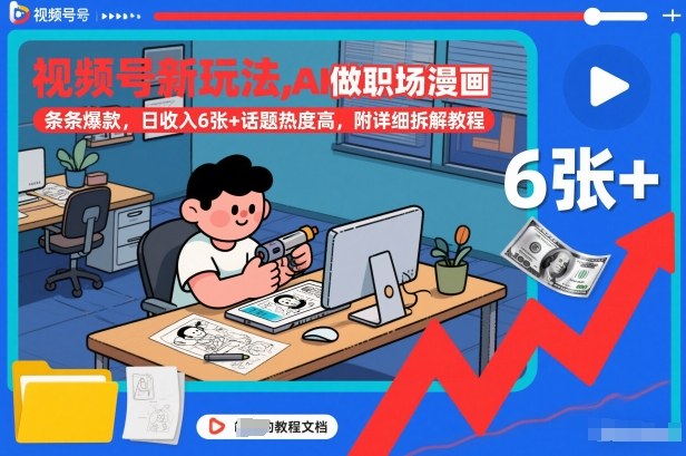 视频号新玩法，AI做职场漫画，条条爆款，日收入6张+话题热度高，附详细拆解教程插图