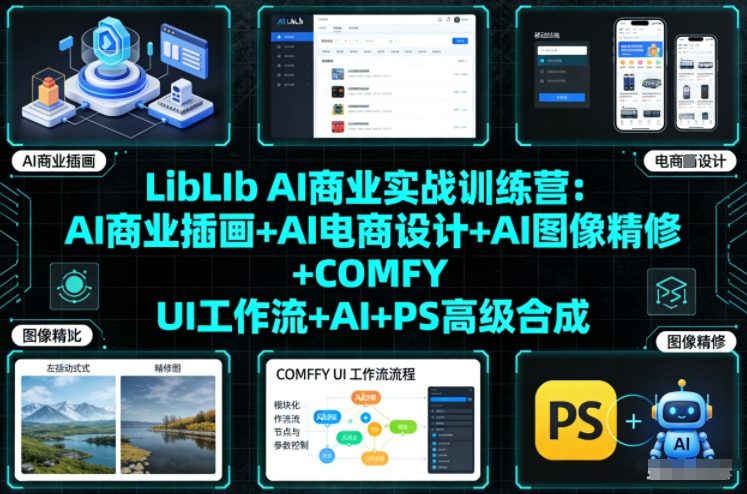 LibLIb AI商业实战训练营：AI商业插画+AI电商设计+AI图像精修+COMFY UI工作流+AI+PS高级合成插图