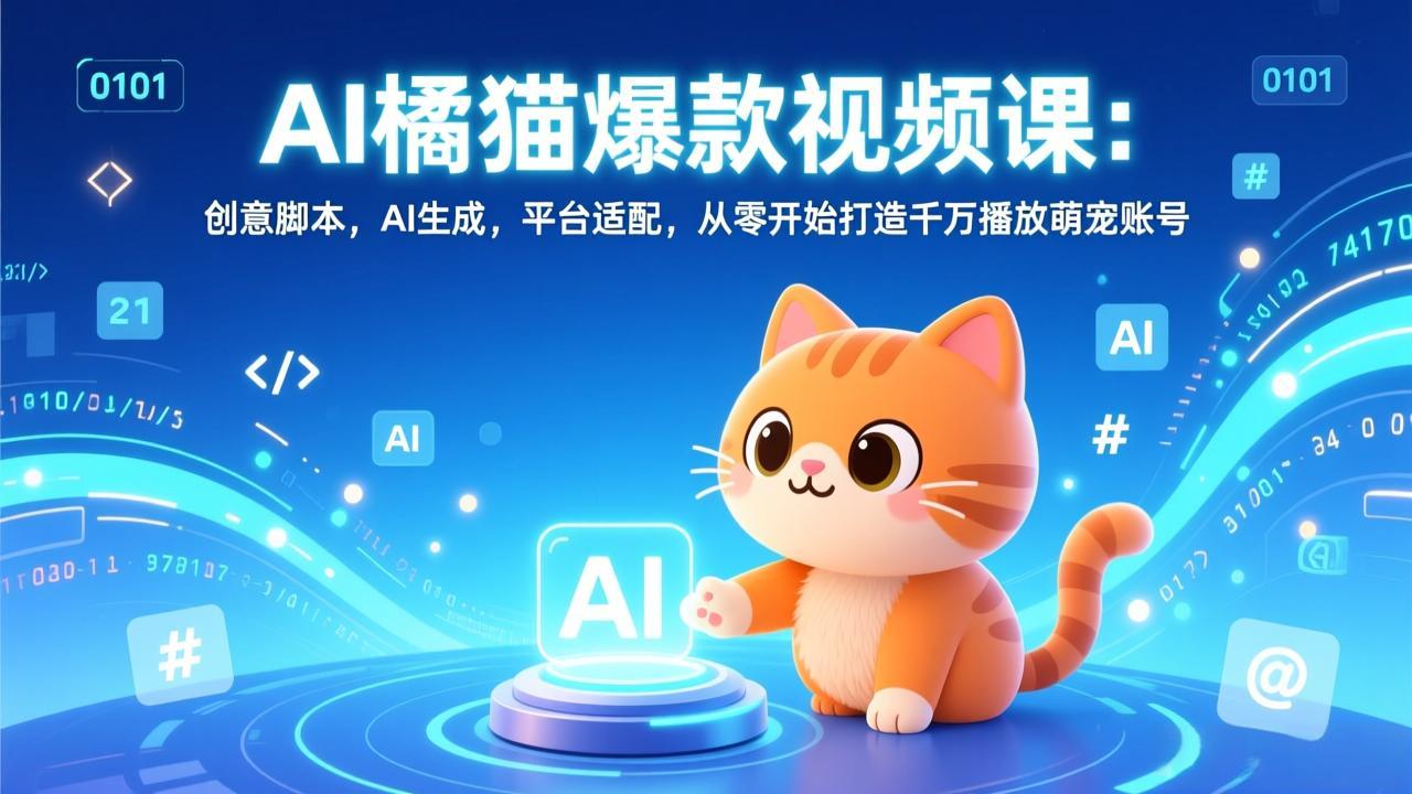 （17091期）AI橘猫爆款视频课：创意脚本，AI生成，平台适配，从零开始打造千万播放萌宠账号插图
