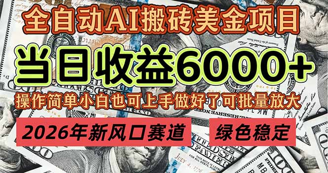 （17079期）2026年新风口赛道，当日6000+以上，可批量放大，月收入20万+，长期绿色稳定的项目插图