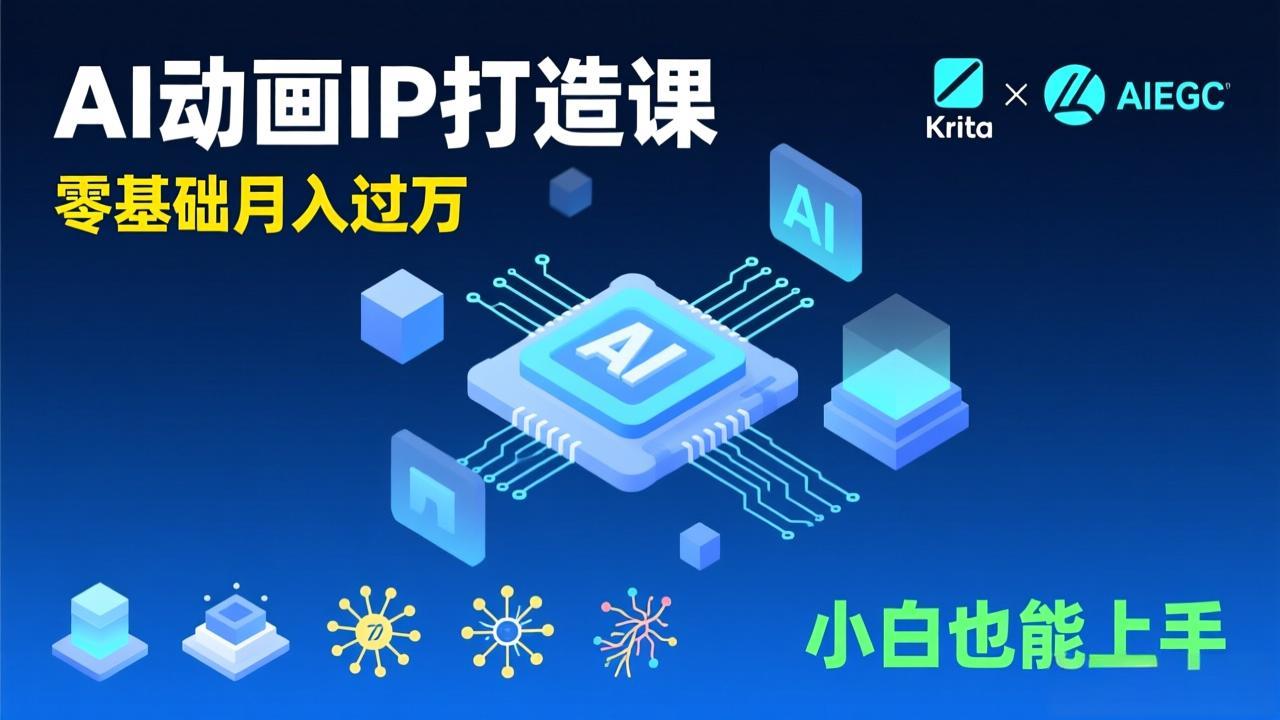 （17075期）AI动画新手变现课，Krita+AIGC、模型训练、商单资源，零基础月入过万，小白也能上手插图