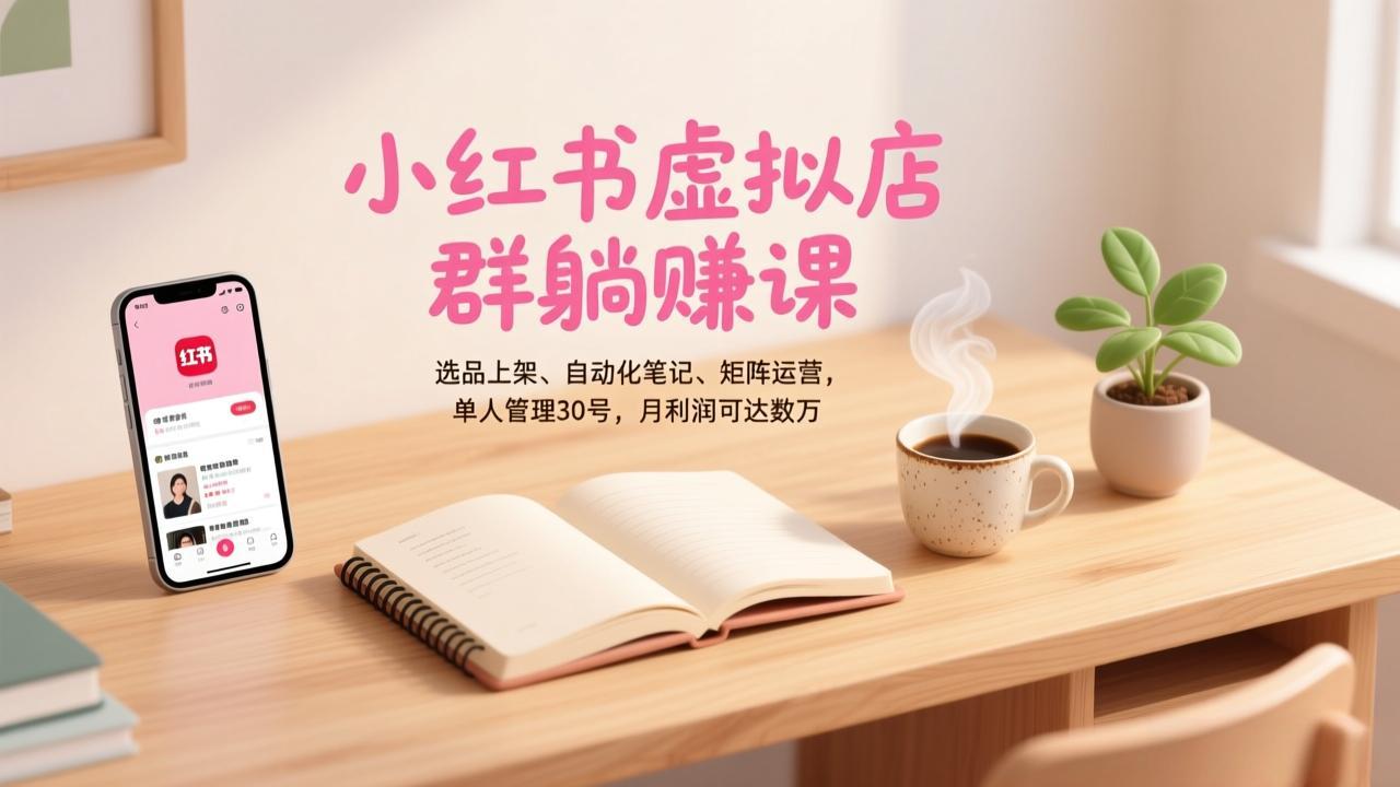 （17072期）小红书虚拟店群躺赚课，选品上架、自动化笔记、矩阵运营，单人管理30号，月利润可达数万插图