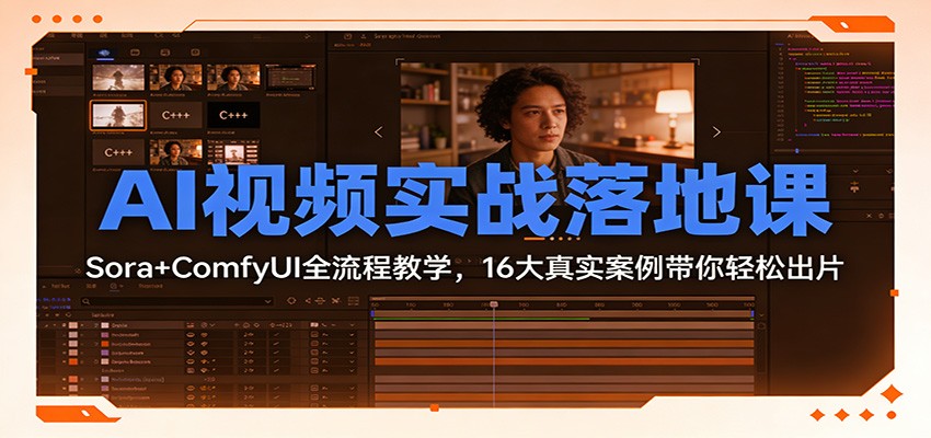 AI视频实战落地课：Sora+ComfyUI全流程教学，16大真实案例带你轻松出片插图