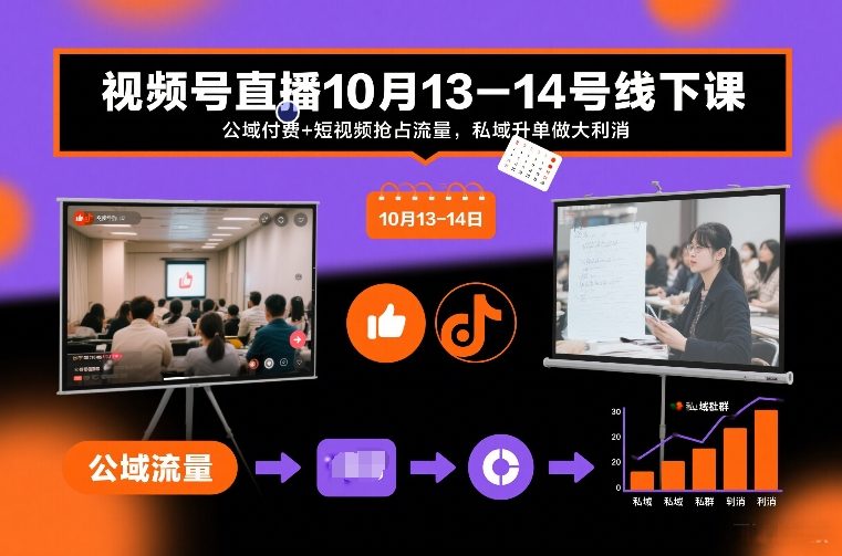 视频号直播10月13-14号线下课，公域付费+短视频抢占流量，私域升单做大利消插图