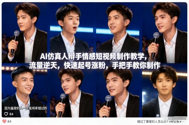 AI仿真人辩手情感短视频制作教学，流量逆天，快速起号涨粉，手把手教你制作插图