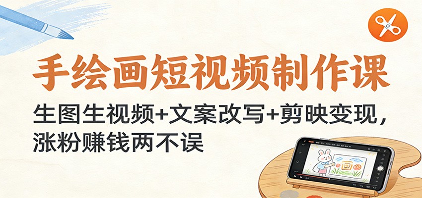手绘画短视频制作课：生图生视频+文案改写+剪映变现，涨粉赚钱两不误插图