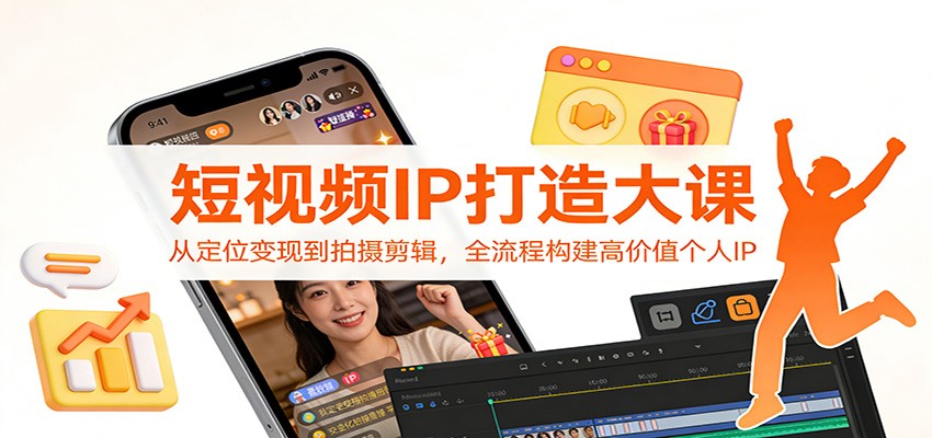 短视频IP打造大课：从定位变现到拍摄剪辑，全流程构建高价值个人IP插图