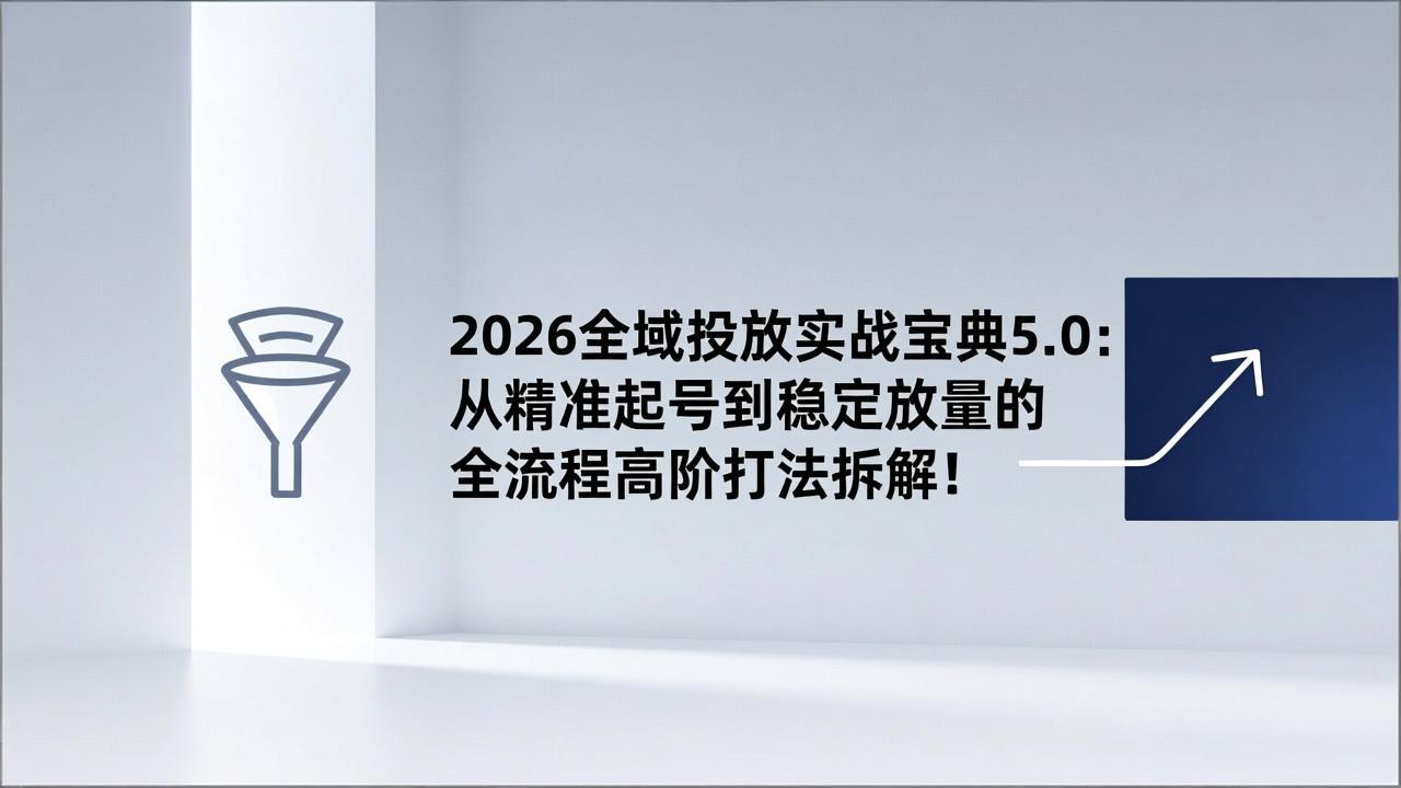 （17156期）2026全域投放实战宝典5.0：从精准起号到稳定放量的全流程高阶打法拆解！插图