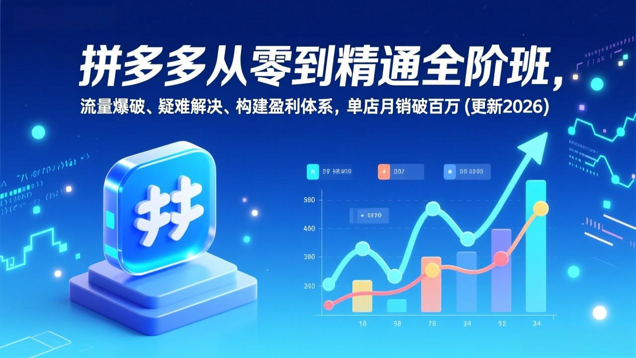 （17148期）拼多多从零到精通全阶班，流量爆破、疑难解决，构建盈利体系，单店月销破百万(更新2026)插图