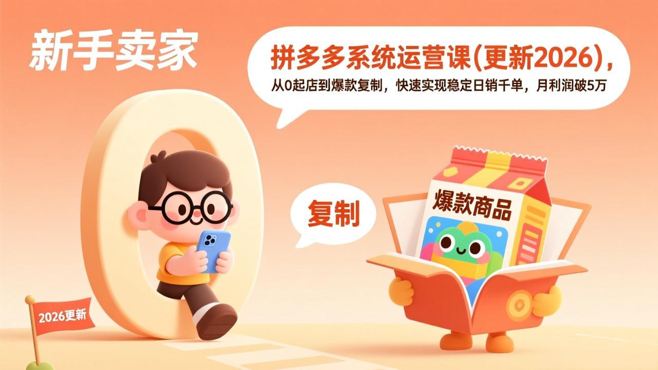 （17202期）拼多多系统运营课(更新2026)，从0起店到爆款复制，快速实现稳定日销千单，月利润破5万插图