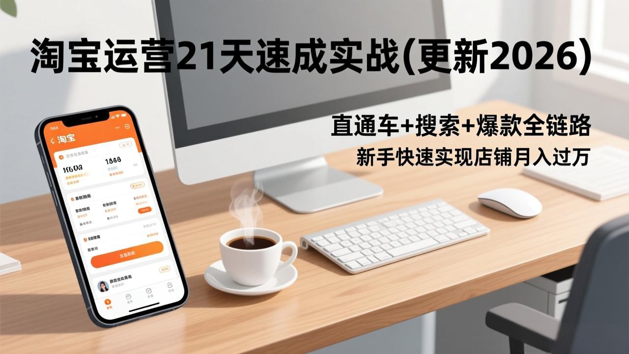 （17201期）淘宝运营21天速成实战(更新2026)，直通车+搜索+爆款全链路，新手快速实现店铺月入过万插图