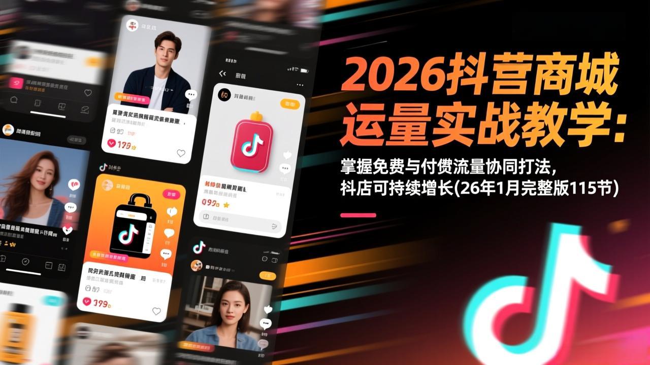 (17165期)2026抖音商城运营实战教学:掌握免费与付费流量协同打法,抖店可持续增长(26年1月完整版115节)插图 (17165期)2026抖音商城运营实战教学:掌握免费与付费流量协同打法,抖店可持续增长(26年1月完整版115节)插图