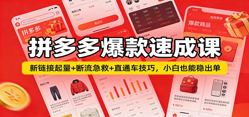 拼多多爆款速成课：新链接起量+断流急救+直通车技巧，小白也能稳出单插图