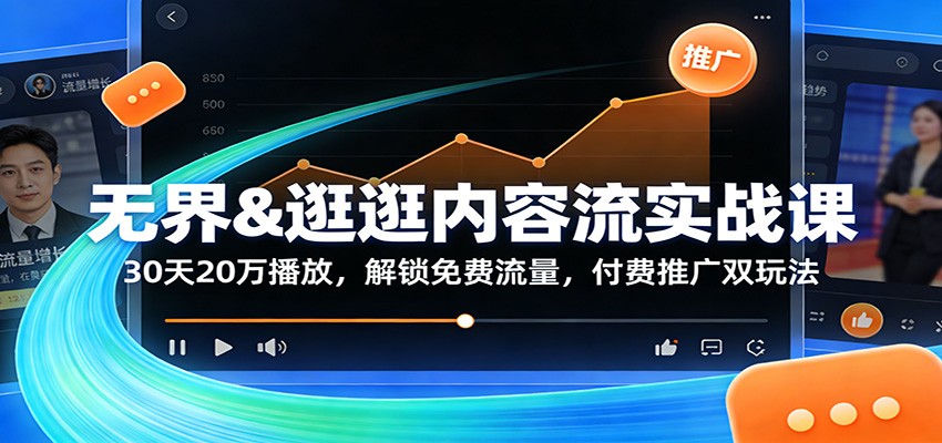 无界&逛逛内容流实战课:30天20万播放,解锁免费流量,付费推广双玩法插图 无界&逛逛内容流实战课:30天20万播放,解锁免费流量,付费推广双玩法插图