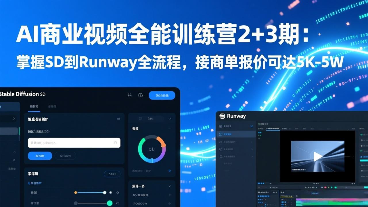 （17235期）AI商业视频全能训练营2+3期：掌握SD到Runway全流程，接商单报价可达5K-5W插图