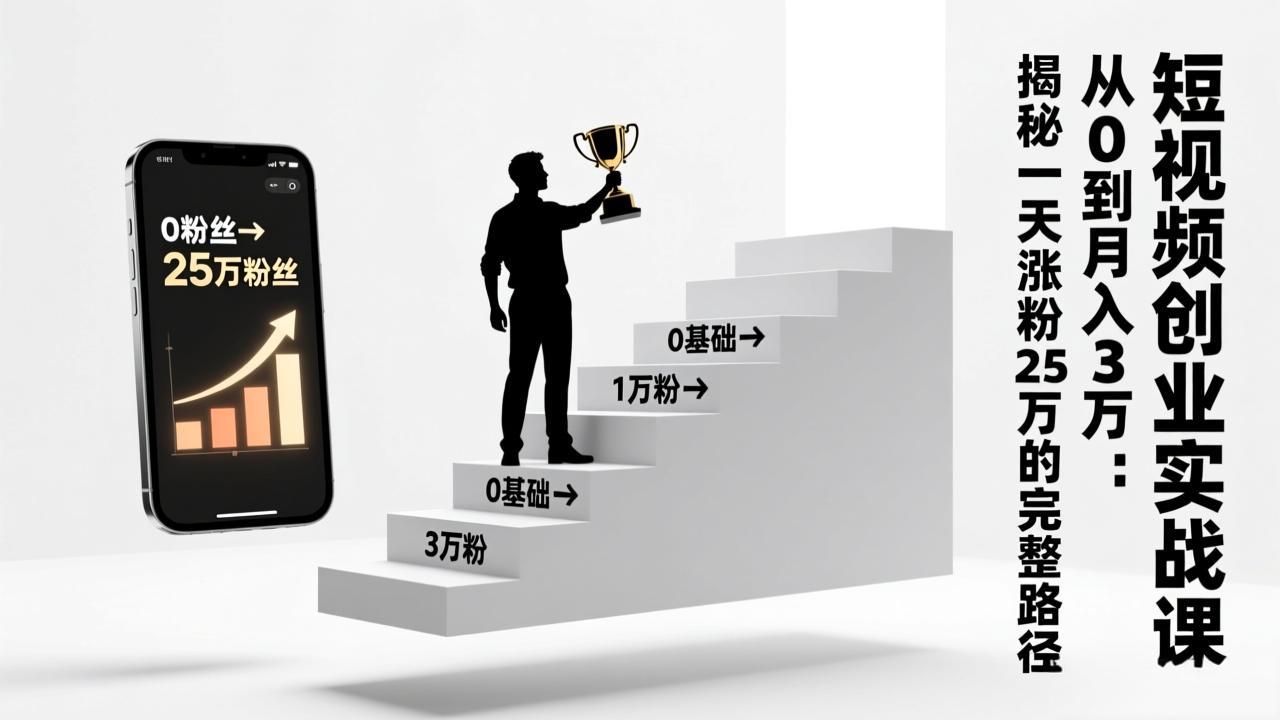 (17221期)短视频创业实战课:从0到月入3万:揭秘一天涨粉25万的完整路径插图 (17221期)短视频创业实战课:从0到月入3万:揭秘一天涨粉25万的完整路径插图