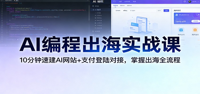 AI编程出海实战课：10分钟速建AI网站+支付登陆对接，掌握出海全流程插图