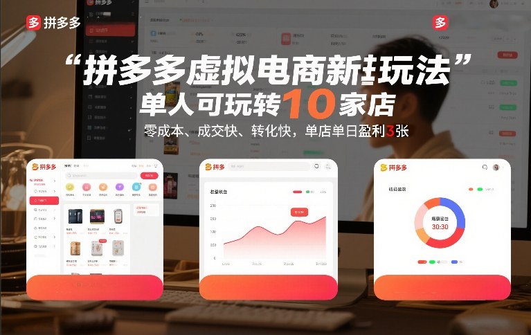 拼多多虚拟电商新玩法，单人可玩转10家店，零成本、成交快、转化快，单店单日盈利3张插图