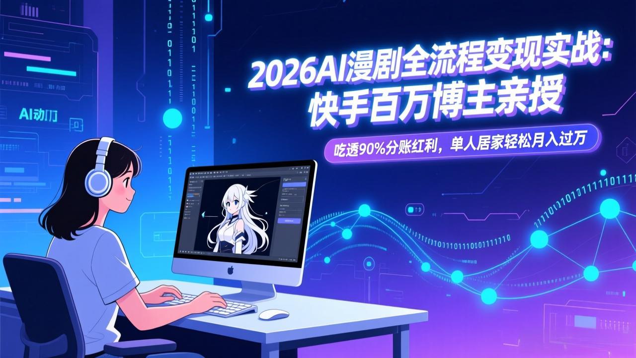(17266期)2026AI漫剧全流程变现实战:快手百万博主亲授,吃透90%分账红利,单人居家轻松月入过万插图 (17266期)2026AI漫剧全流程变现实战:快手百万博主亲授,吃透90%分账红利,单人居家轻松月入过万插图