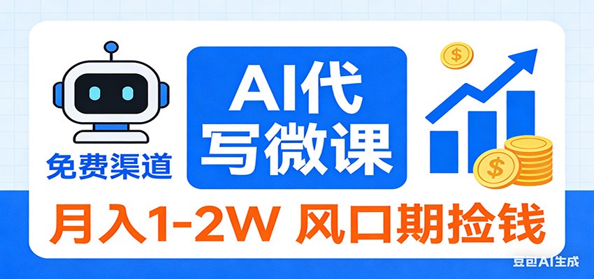 2026告别打工！AI 代写微课，提供免费渠道，月入 1-2W 风口期捡钱插图