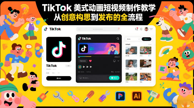 TikTok美式动画短视频制作教学，从创意构思到发布的全流程插图