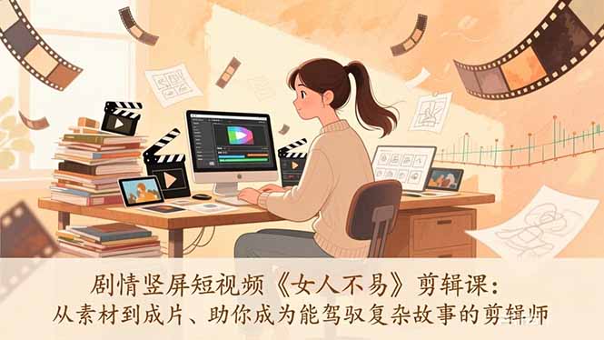 (17305期)剧情竖屏短视频《女人不易》剪辑课:从素材到成片、助你成为能驾驭复杂故事的剪辑师插图 (17305期)剧情竖屏短视频《女人不易》剪辑课:从素材到成片、助你成为能驾驭复杂故事的剪辑师插图