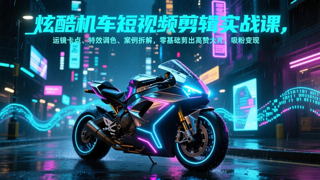 （17304期）炫酷机车短视频剪辑实战课，运镜卡点、特效调色、案例拆解，零基础剪出高赞大片，吸粉变现插图