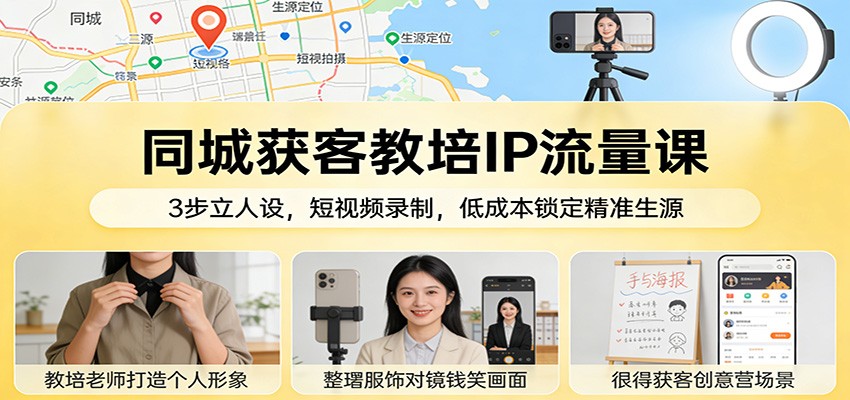 同城获客教培IP流量课：3步立人设，短视频录制，低成本锁定精准生源插图