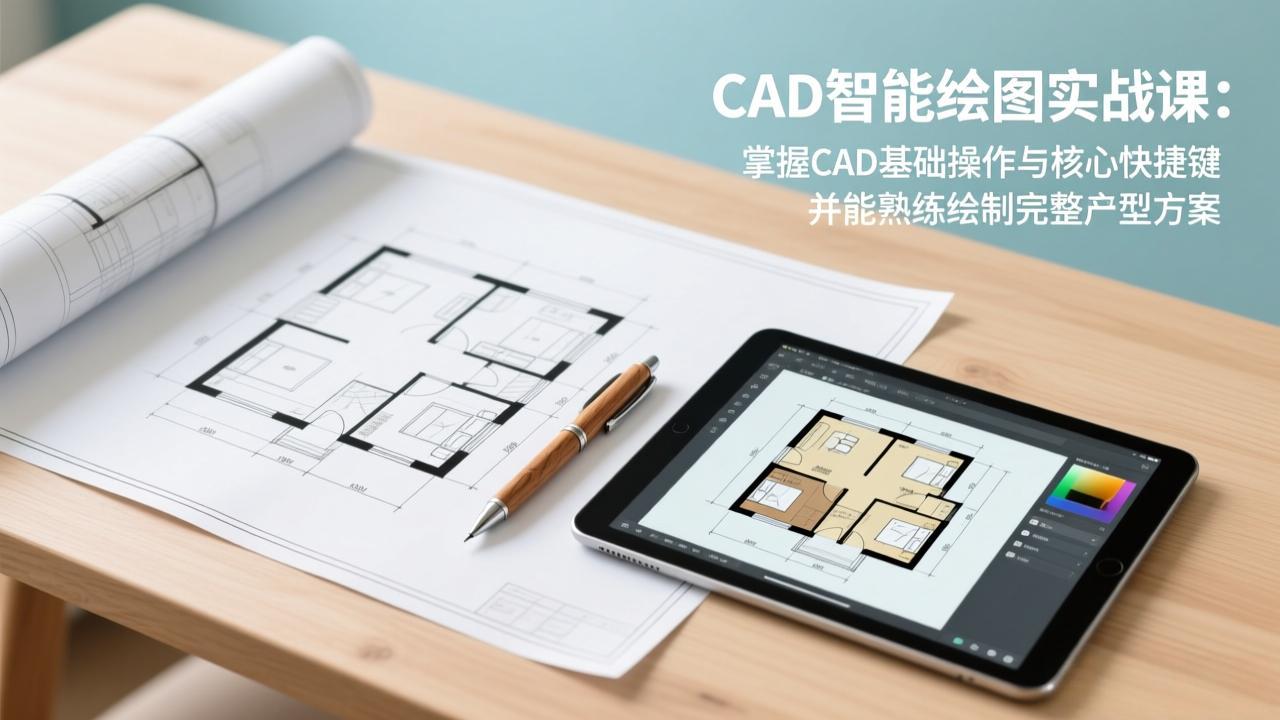 （17348期）CAD智能绘图实战课：掌握CAD基础操作与核心快捷键，并能熟练绘制完整户型方案插图