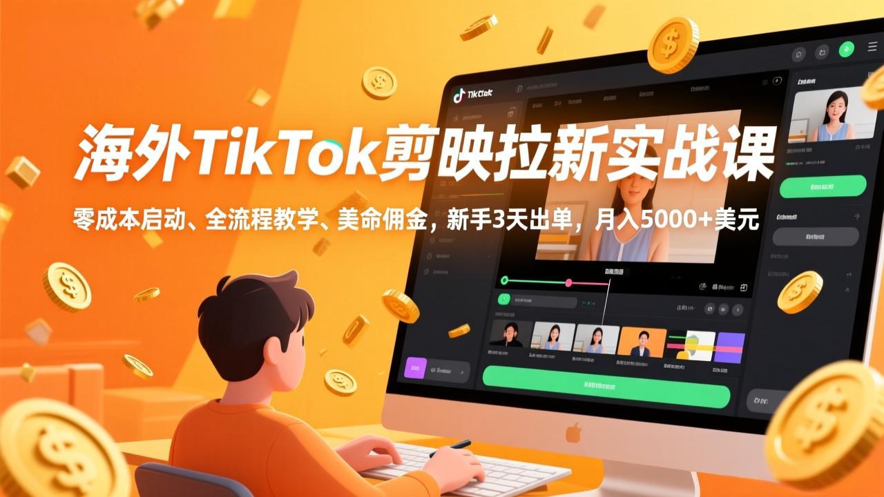 （17340期）海外TikTok剪映拉新实战课，零成本启动、全流程教学、美金佣金，新手3天出单，月入5000+美元插图