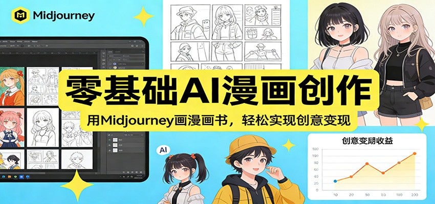零基础AI漫画创作：用Midjourney画漫画书，轻松实现创意变现插图