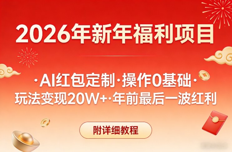 新年福利项目，AI红包定制，操作0基础，玩法变现20W+年前最后一波红利，附详细教程插图