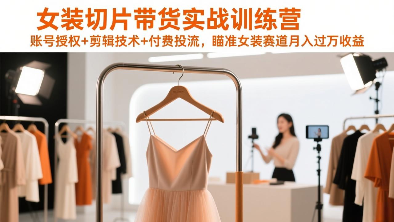 （17357期）女装切片带货实战训练营，账号授权+剪辑技术+付费投流，瞄准女装赛道月入过万收益插图