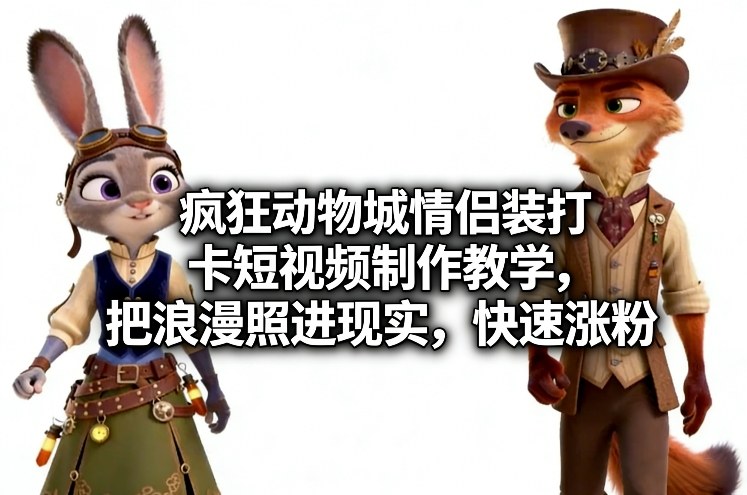 疯狂动物城情侣装打卡短视频制作教学，把浪漫照进现实，快速涨粉插图