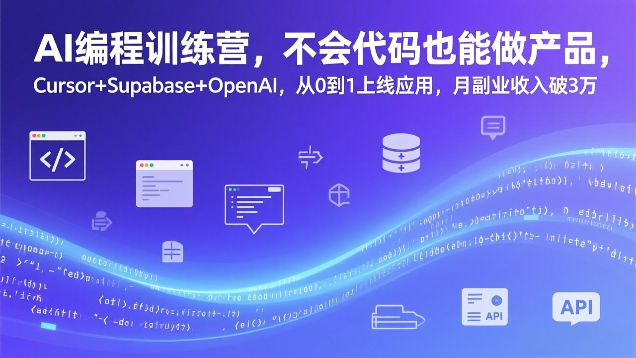 （17388期）AI编程训练营，不会代码也能做产品，Cursor+Supabase+OpenAI，从0到1上线应用，月副业收入破3万插图