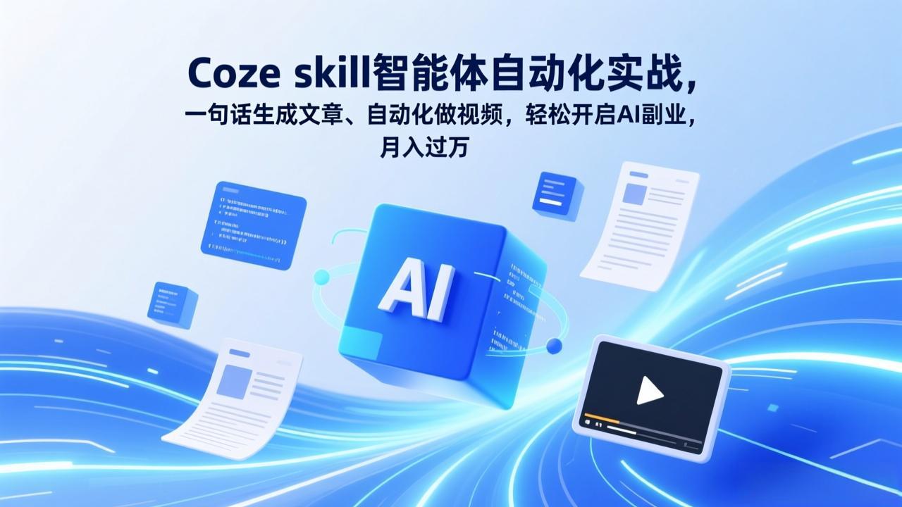 （17399期）Coze skill智能体自动化实战，一句话生成文章、自动化做视频，轻松开启AI副业，月入过万插图