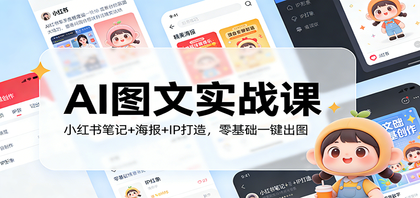 AI图文实战课：小红书笔记+海报+IP打造，零基础一键出图插图