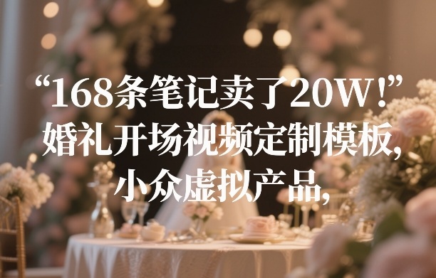 168条笔记卖了20W！婚礼开场视频定制模板，小众虚拟产品插图