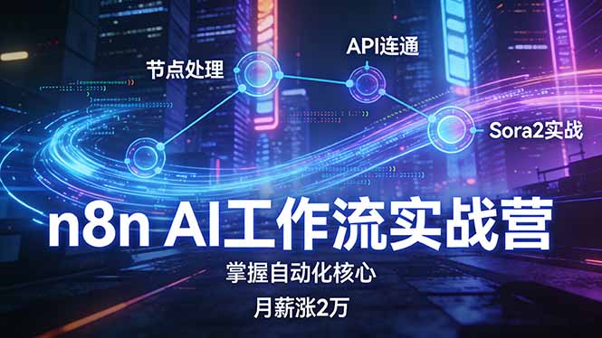 （17458期）n8n AI工作流实战营，节点处理+API连通+Sora2实战，掌握自动化核心月薪涨2万插图
