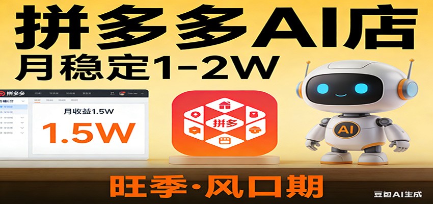 开一家拼多多AI店,月稳定1-2W,目前旺季,风口期!插图 开一家拼多多AI店,月稳定1-2W,目前旺季,风口期!插图