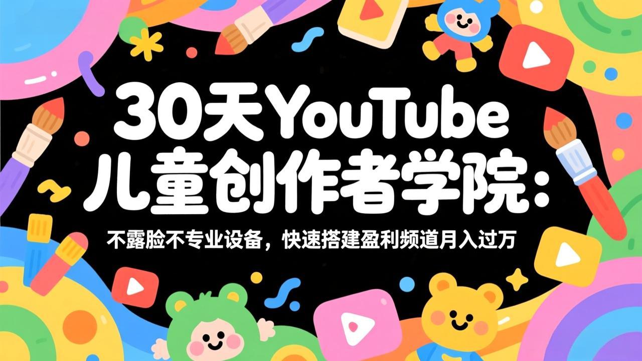 （17554期）30天YouTube儿童创作者学院：不露脸不专业设备，快速搭建盈利频道月入过万插图
