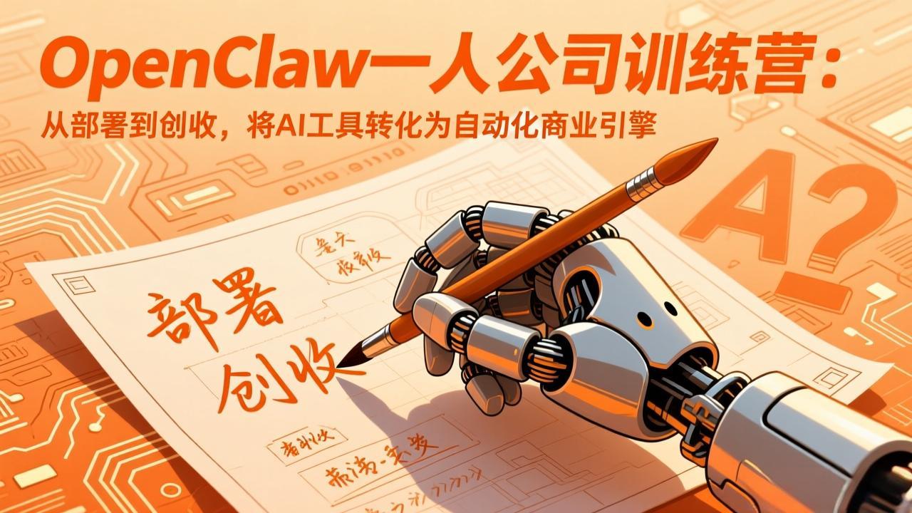 (17540期)OpenClaw一人公司训练营:从部署到创收,将AI工具转化为自动化商业引擎插图 (17540期)OpenClaw一人公司训练营:从部署到创收,将AI工具转化为自动化商业引擎插图