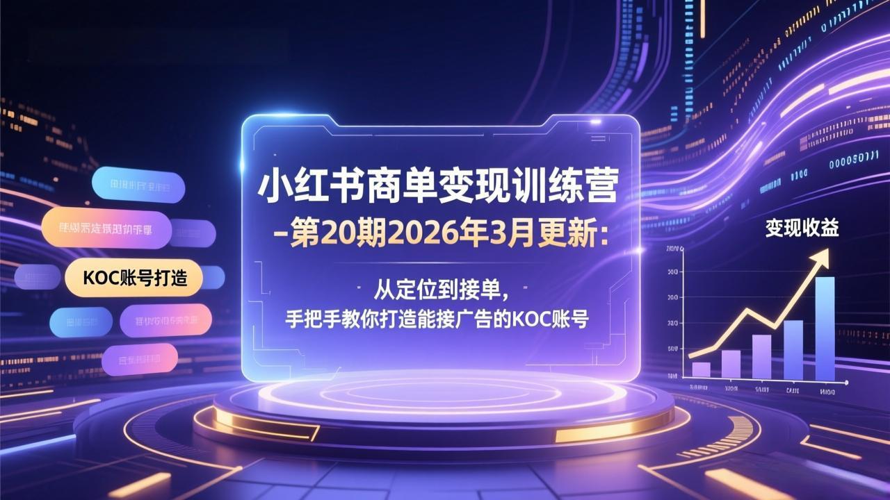 （17590期）小红书商单变现训练营-第20期26年3月更新：从定位到接单，手把手教你打造能接广告的KOC账号插图