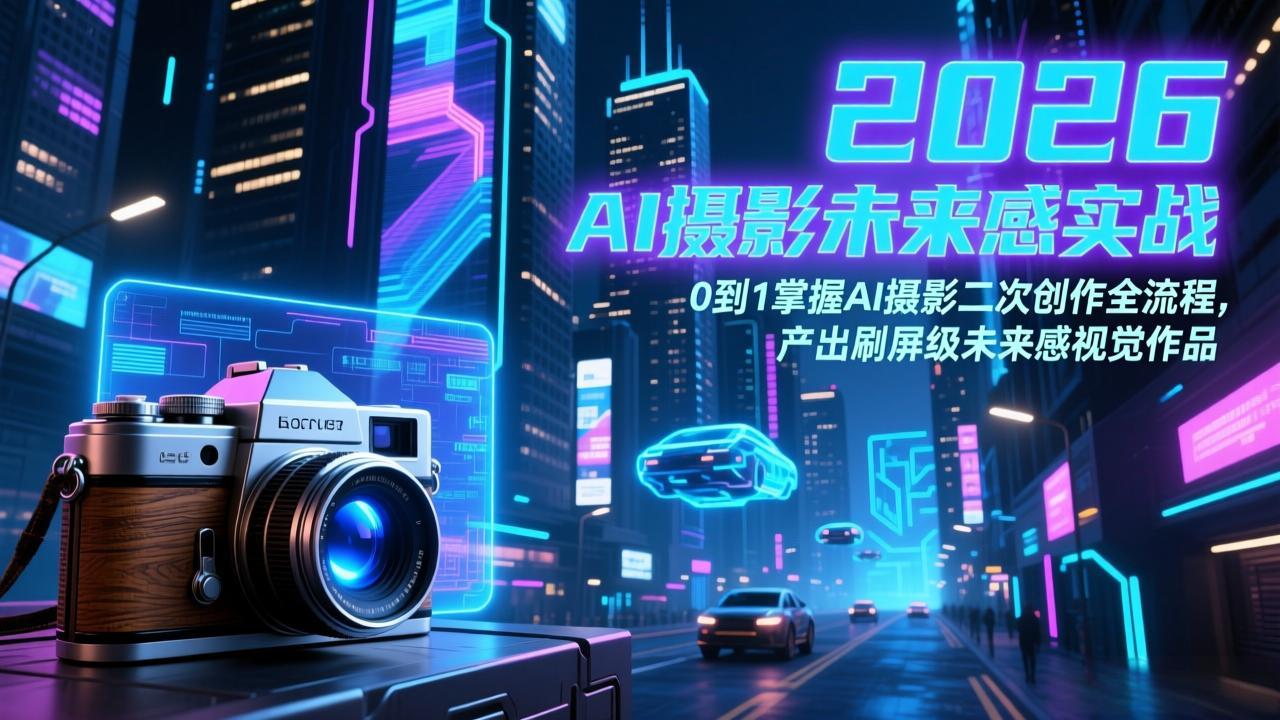（17584期）2026 AI摄影未来感实战：0到1掌握AI摄影二次创作全流程，产出刷屏级未来感视觉作品插图