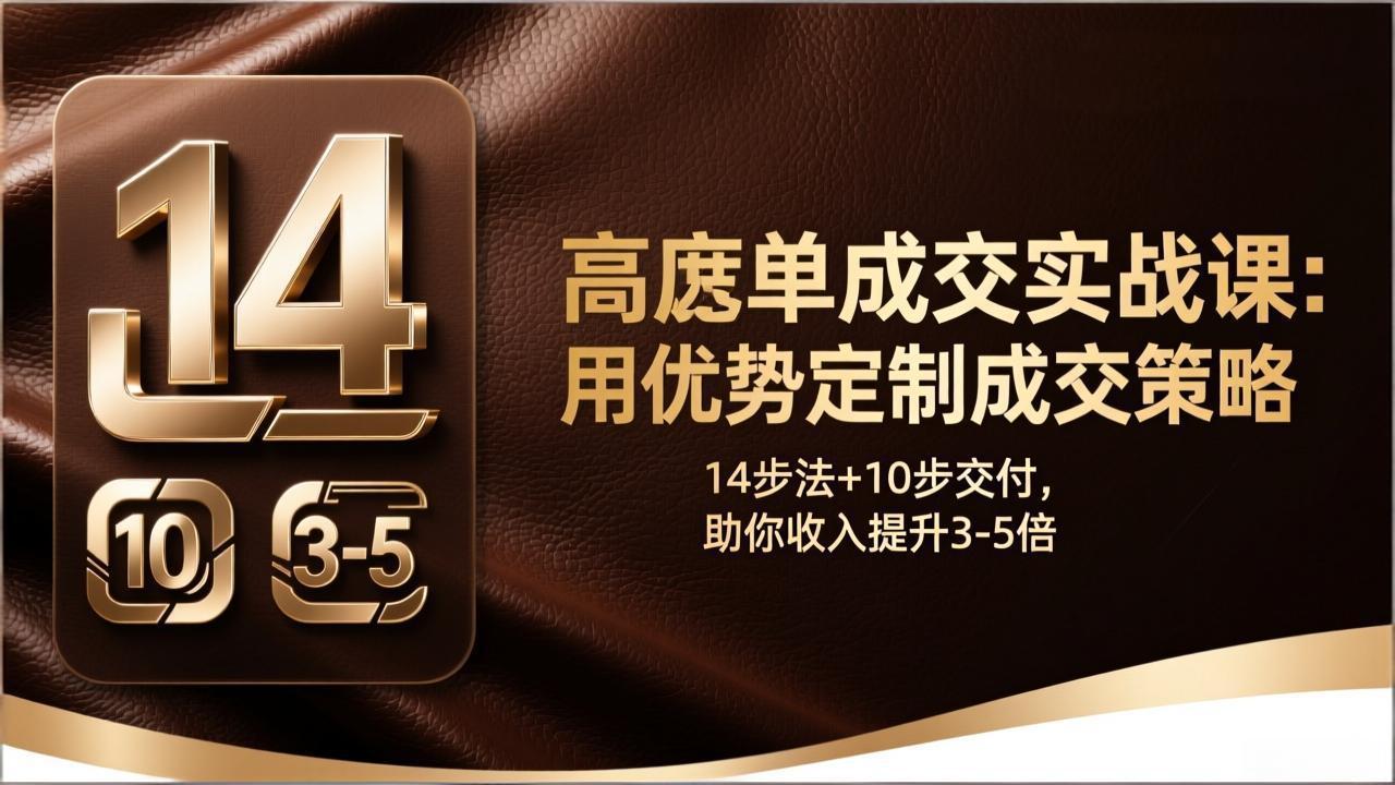 （17572期）高客单成交实战课：用优势定制成交策略，14步法+10步交付，助你收入提升3-5倍插图